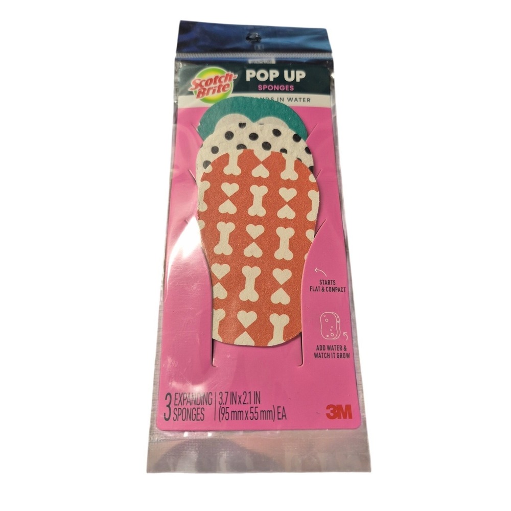 Scotch Brite 3 Expanding Sponges Dishwasher Safe Pop Up Sponge Multicolor s5